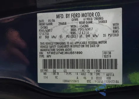 2006 Ford Explorer Eddie Bauer z USA, uszkodzony, nr VIN 1FMEU74E36UB51890
